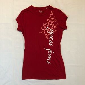 Guess Women’s Short Sleeve 100% Cotton Pullover Stretch Red Graphic T-Shirt S